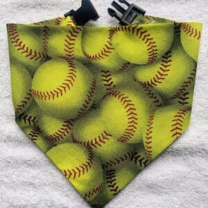Clip on Dog Bandana With Buckle Pet Cat Bandanna Scarf Yellow Softballs Softball
